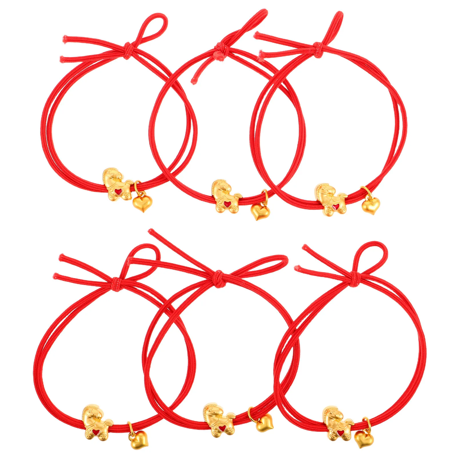 

Набор из 6 красных резинок для волос в стиле Года Лошади, эластичные, не повреждающие волосы, для малышей и женщин, на каждый день, весна