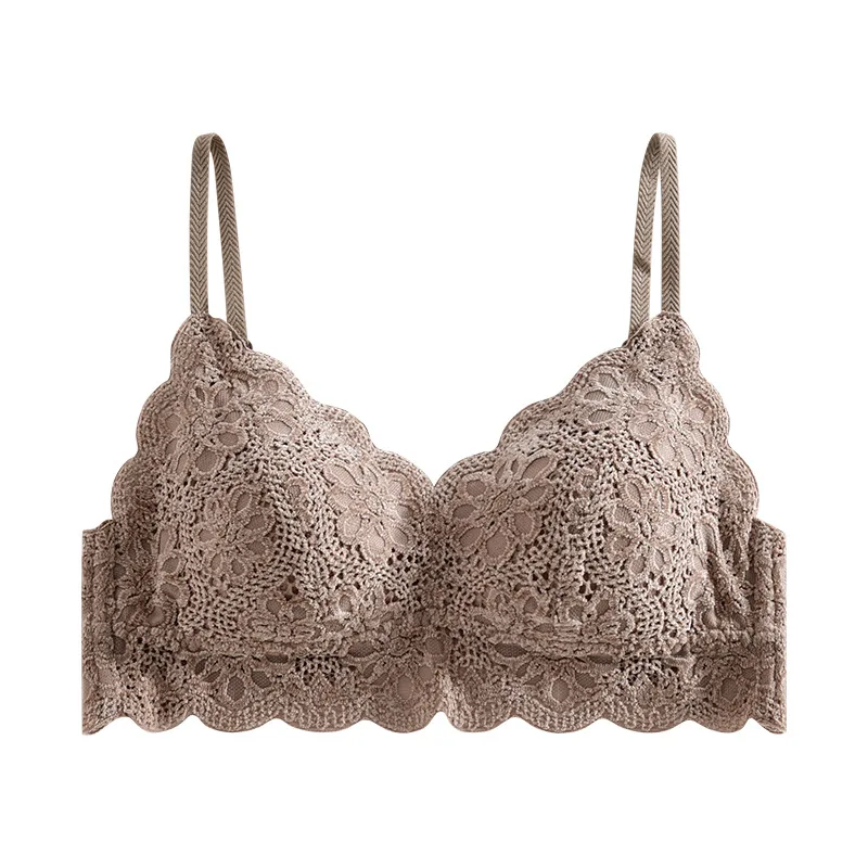 Autumn's New Lace French Lingerie Women's Bra, No Empty Cup, No Steel Ring, Sexy and Beautiful Back Wrap Around The Chest