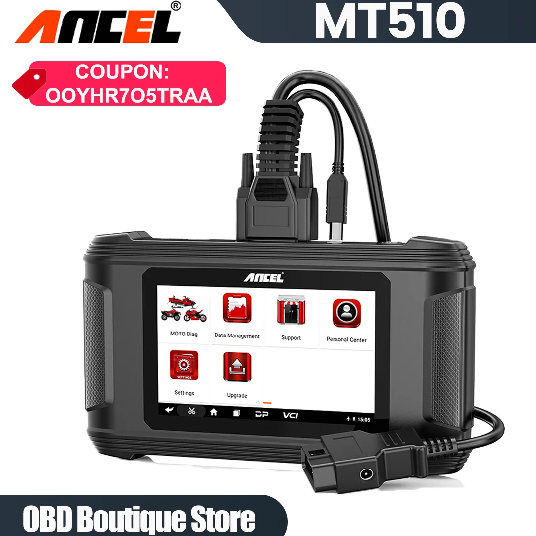 ANCEL MT510 Motorcycle Scanner for BMW/DUCATI/Harley Full System Support 30+ Functions Scanner ECU Reset Diagnostic Tool