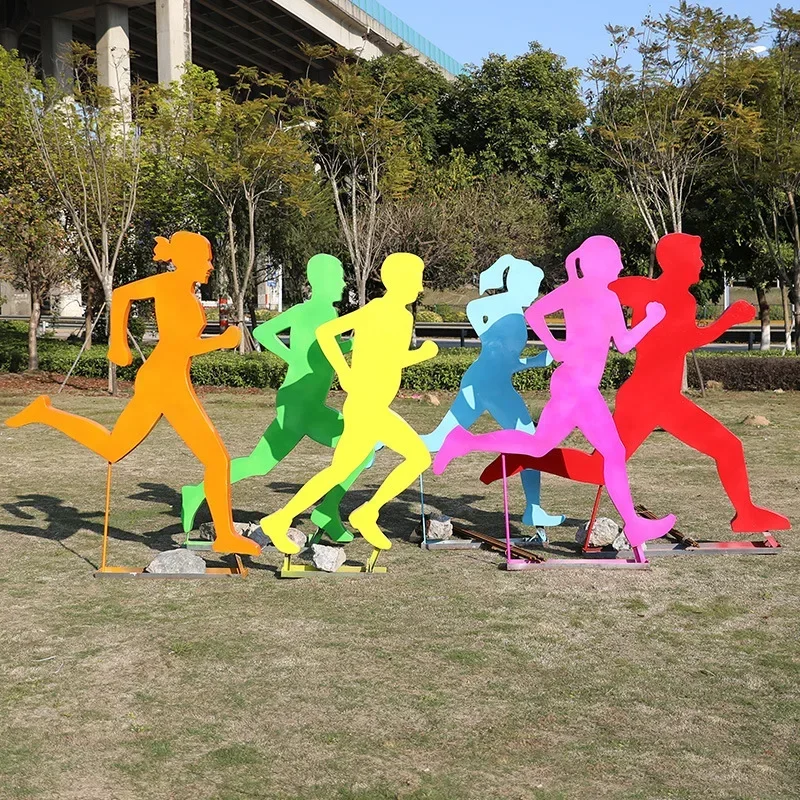 Sports silhouette cycling running figure outdoor fiberglass garden landscape playground park green space decoration