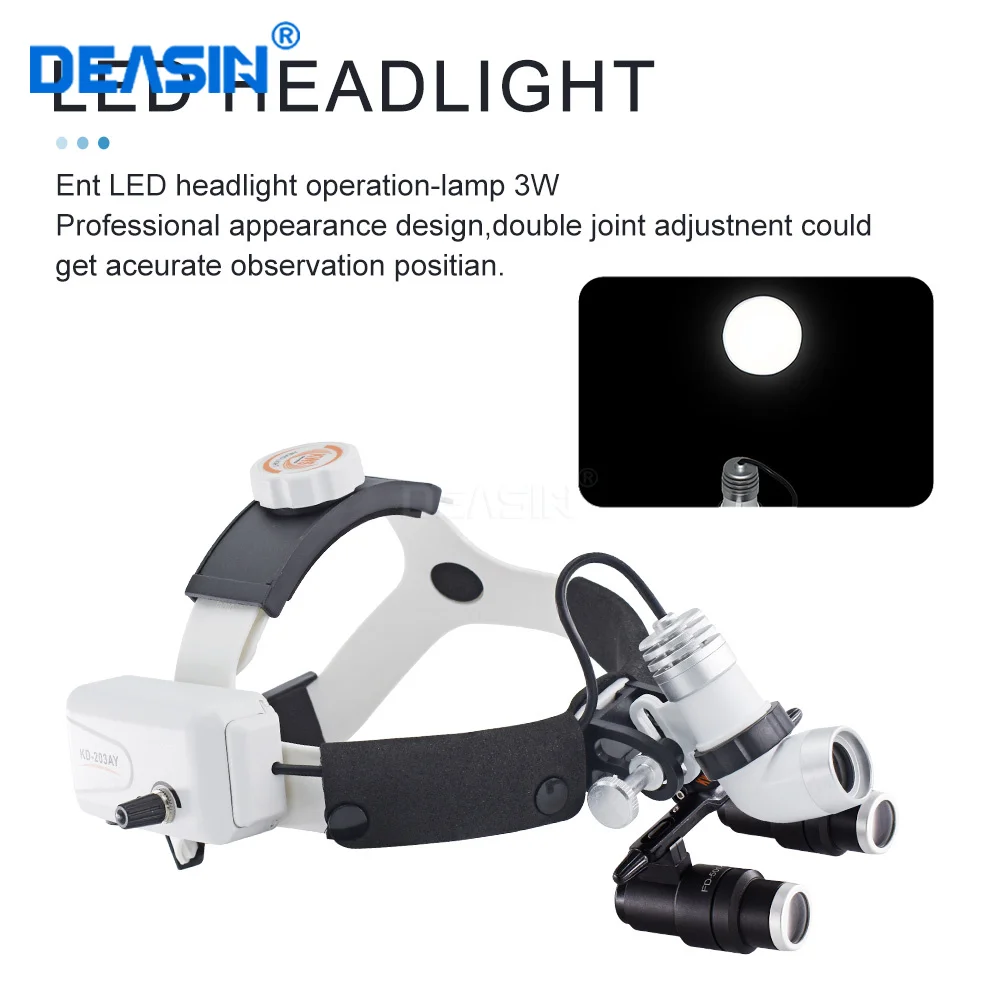 Original KWS 4X 5X 6X Dental 3W LED headlight with FD-501K-1 One-way spiral Dentist magnifying glass
