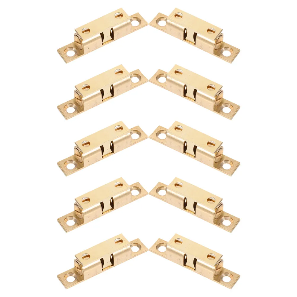 10Pcs Cabinet Door Latches Brass Magnetic Catch Roller Style Silent Closing Rust Resistant for Kitchen Bathroom Wardrobe