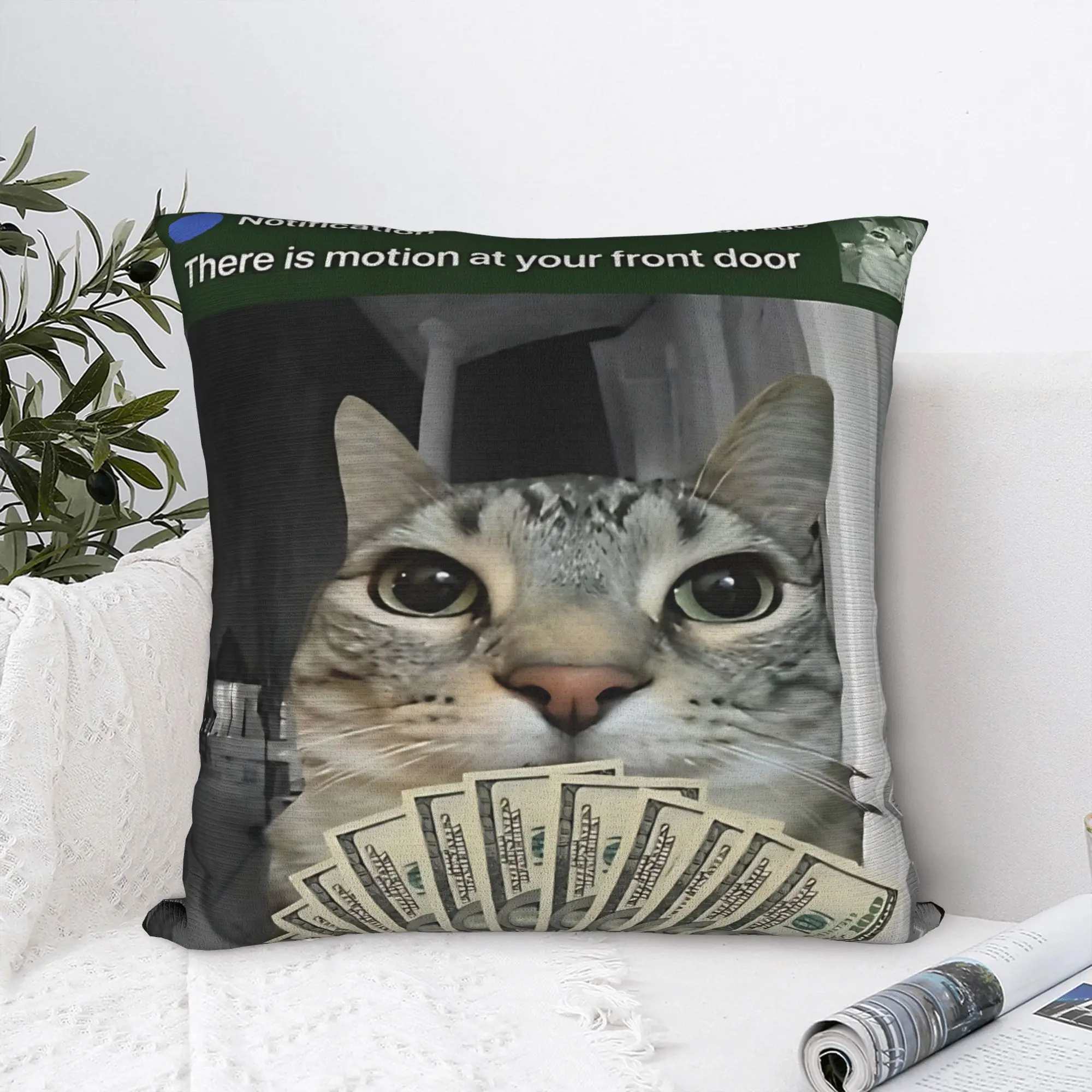 New Style Home Ring Cat with Motion Meme   Decorations Pillowcase Merch  Pillow Cover Square Multi-Size