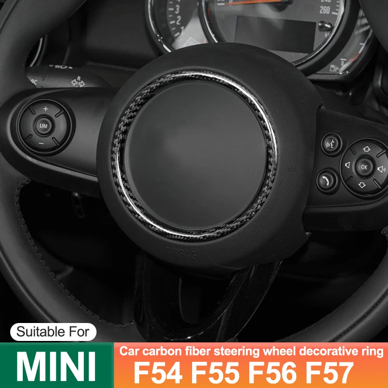 For MINI ONE Cooper S F54 F55 F56 F57 Car Carbon Fiber Steering Wheel Decorative Ring Interior Sticker Modification Accessories