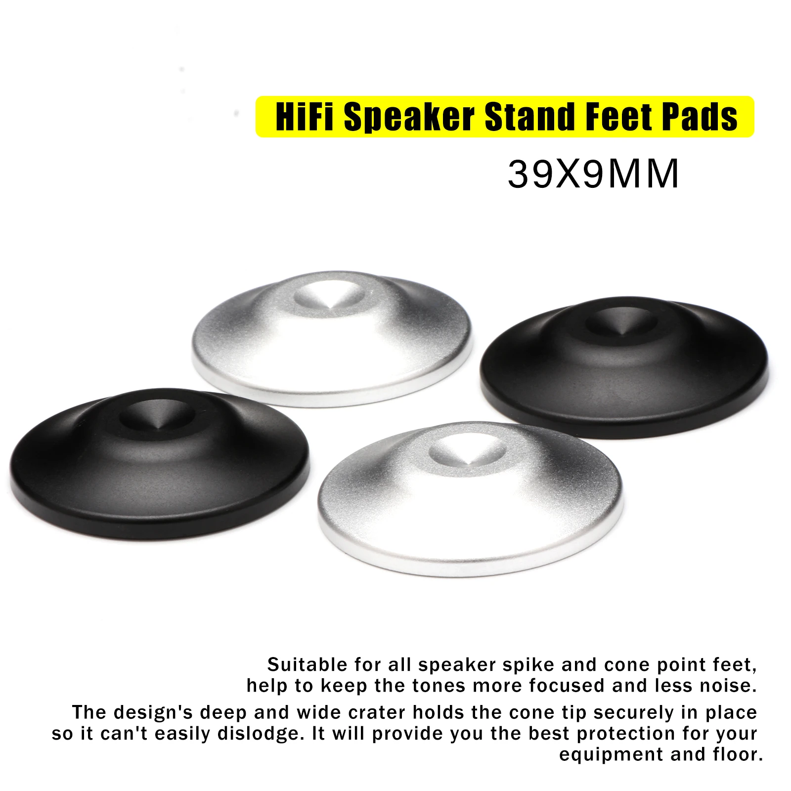 4/8pcs Universal Speaker Stand black Pad 39mmX8.5m Spike Shock sliver Pad Insulation Footed Cone Base Mats Floor Disc Acoustic