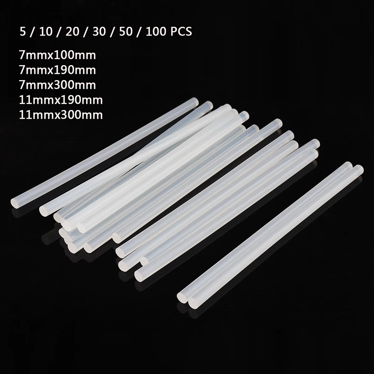 

10-100pcs/Lot 7mm / 11mm Transparent Hot-melt Gun Glue Sticks for Heat Pistol Gun Adhesive DIY Tools Repair Alloy Accessories