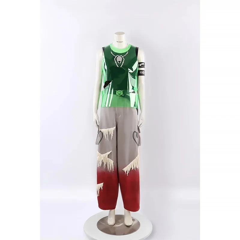 الغريبة المرحلة الجولة 7 وميض ذهب حتى تأثيري حلي شعر مستعار الأخضر سترة البضائع السراويل أساور سوداء للنساء الرجال حفلة الهالوين