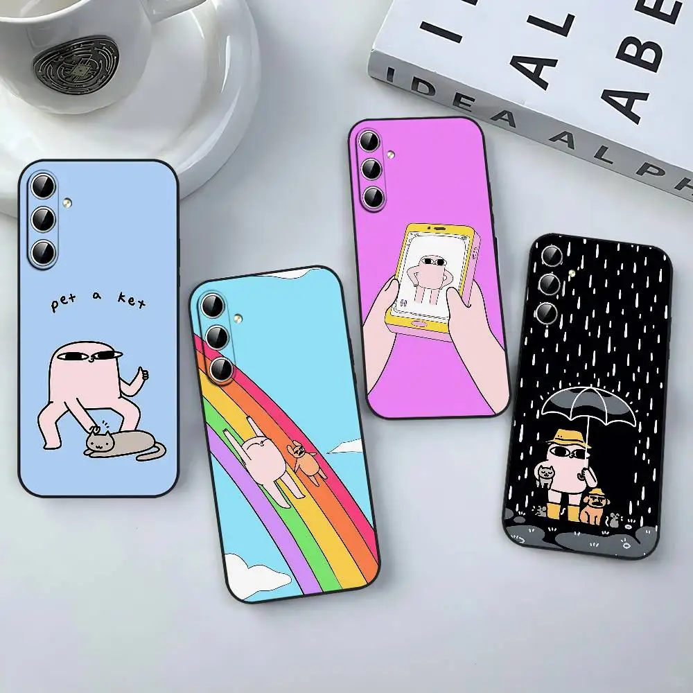 Cartoon K-Ketnipzs Phone Case For Samsung Galaxy S24/S25/S22/S30/Note20/Lite/Ultra/5G/Plus/FE Soft Black