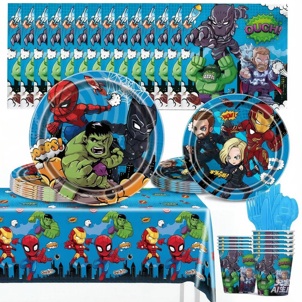 Decoración de Mesa para Fiesta de Cumpleaños Infantil de Spider-Man, Superhéroes, Vengadores, Hulk, Iron Man