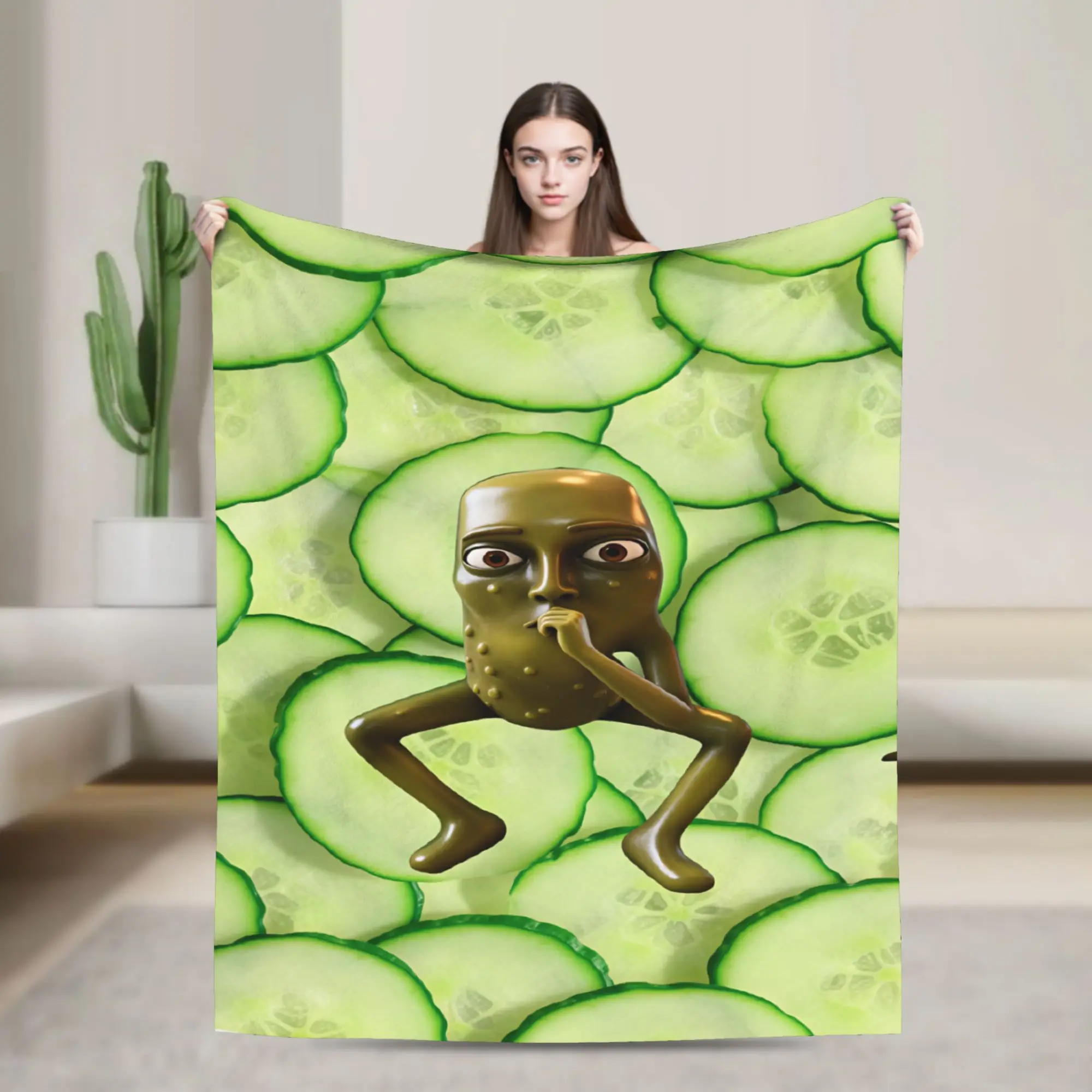 Soft Warm Blanket Travel Cucumber Shaped Tung Hushing Gesture Throw Blanket Flannel Bedspread For Home Decor Sofa Bed Cover