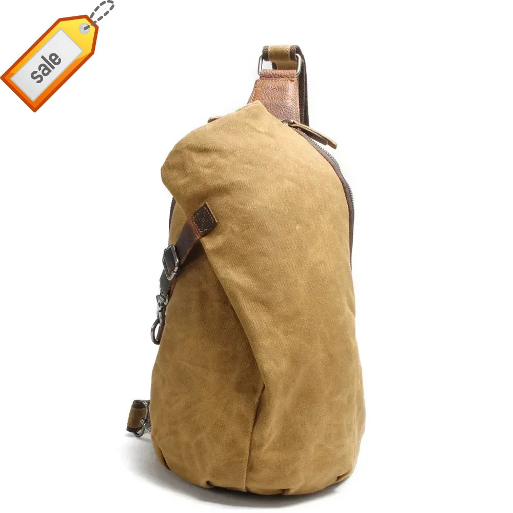 

M265 Anti Theft Oil Wax Canvas Unisex Chest Casual Travel Crossbody Messenger s Waterproof Shoulder Strap Pack Bag