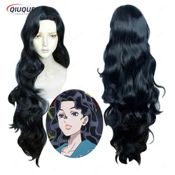 Yamagishi yukako 120cm peruca longa aventura bizarra de jojo cosplay preto azul resistente ao calor peruca de cabelo + tampão peruca livre