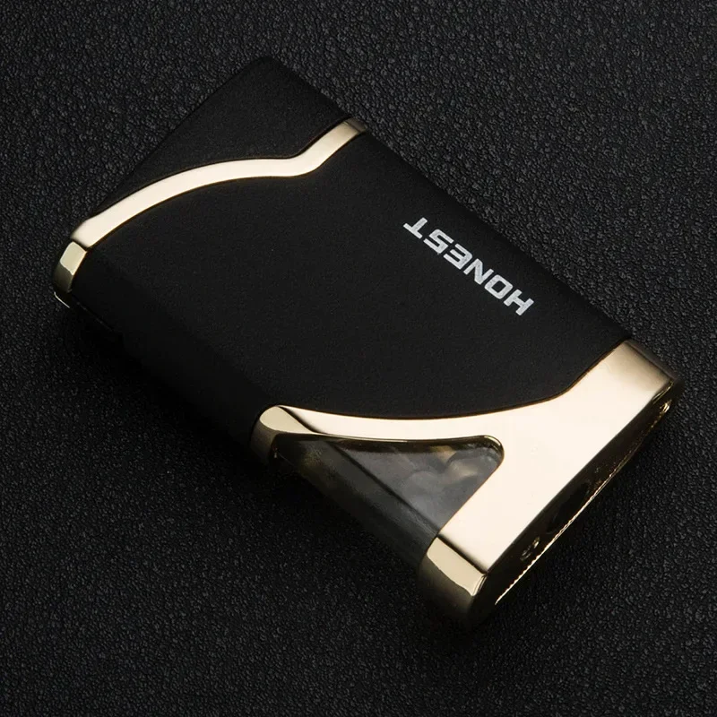 HONEST Red Flame Butane Inflatable Lighter, Direct Injection Windproof Men's Cigarette Lighter Ultra-thin Fashionable Lighter