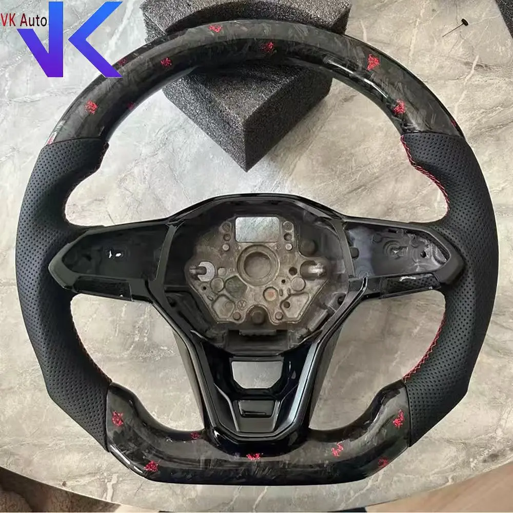 

For VW Passat B8 PA Polo Half Perforated Leather Red Stitching Multifunctional Steering Wheel With Key Frame Assembly