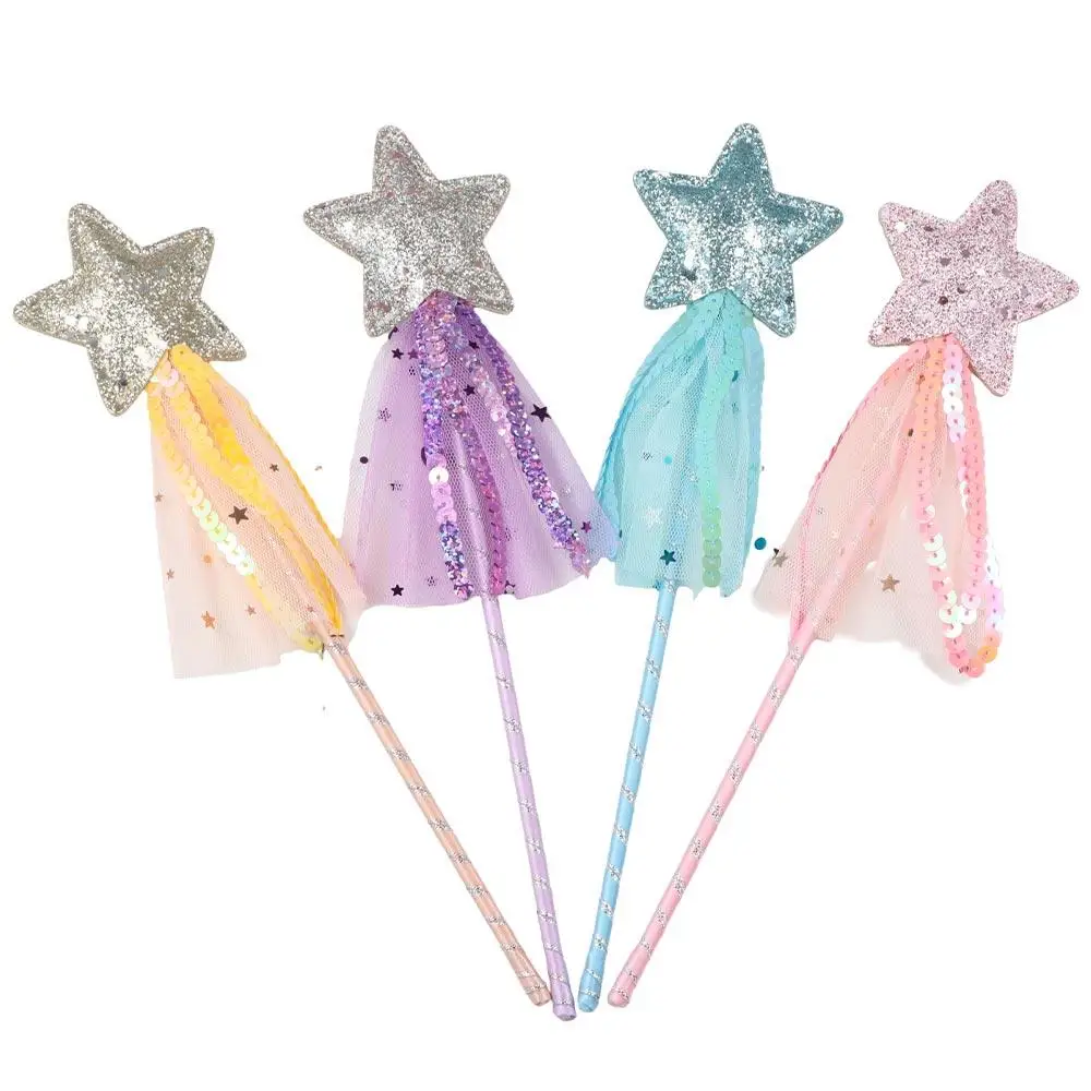 งานแต่งงาน Dreamlike Star Fairy Wand Five Pointed Star Girls Wand Princess Wand พลาสติกเด็กที่มีสีสัน Stick Wand Cosplay Props