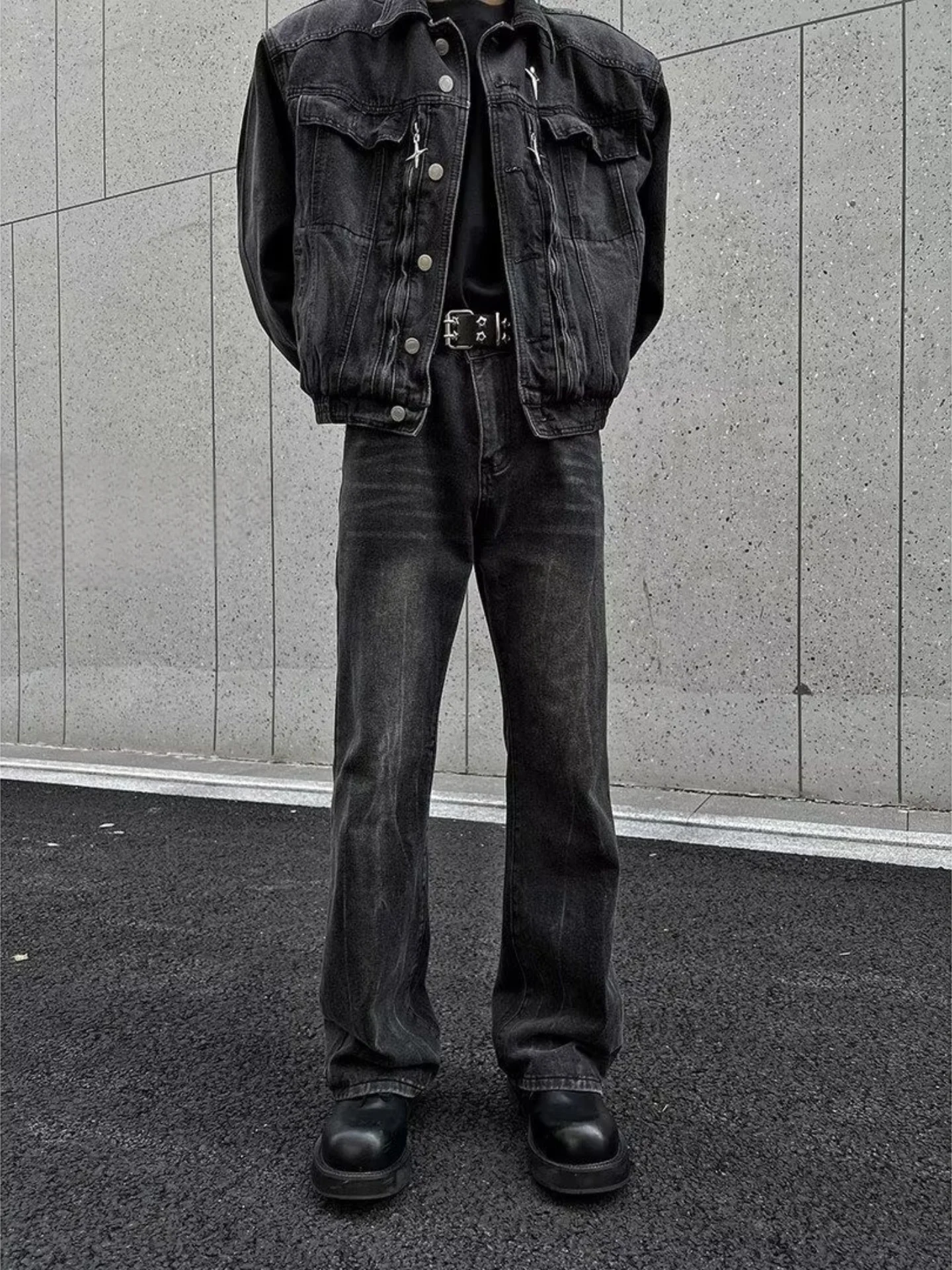 

Casual Slim Fit Straight Leg Jeans Men's Faion Retro American Design Slimming Bell Bot Comfortable Casual Denim Pants