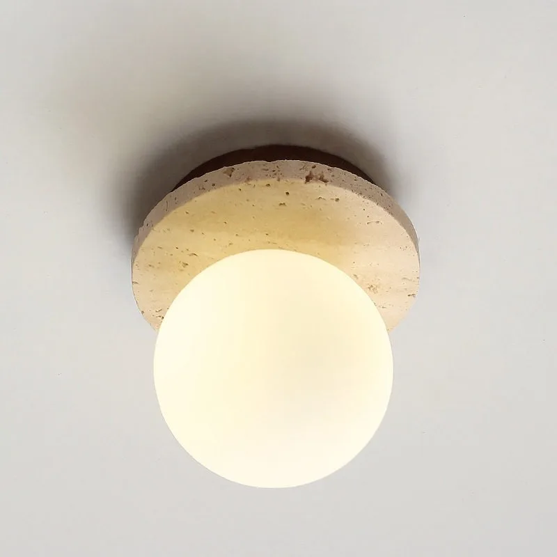 

Japanese Wabi-sabi style ceiling light, yellow travertine, designer retro unique entrance corridor hallway closet balcony light