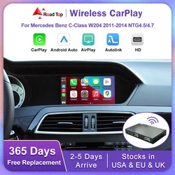 Road Top Android Auto Wireless CarPlay for Mercedes Benz C Class W204 NTG4.5/4.7 2011-2014  Mirror Link AirPlay GPS Car Play