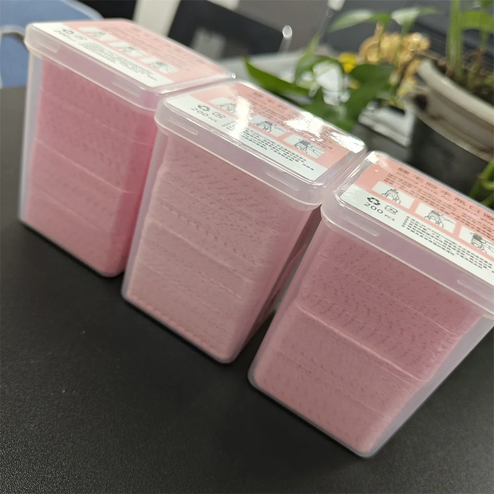 200 قطعة أبيض/وردي غير المنسوجة خالية من الوبر مناديل الأظافر 5 سنتيمتر إزالة تنظيف الوسادة سهلة لإزالة طلاء الأظافر مانيكير مسمار نظيفة الوسادة #3