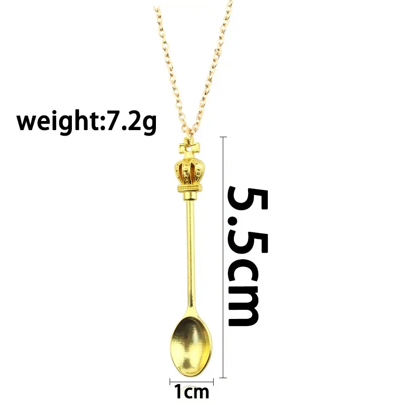 Movie Mini Crowns Spoon Necklace Vintage Mini Teaspoon Pendant Necklaces Cosplay Toys Gifts