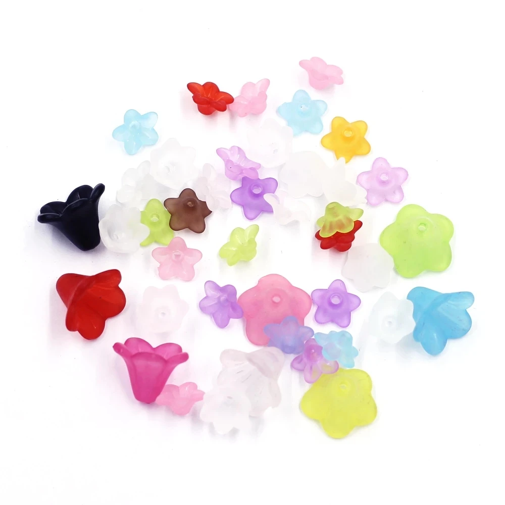 100Pcs End Beads Caps Spacer Acrylic Frosted Flower Colorful Translucent For Charms Necklaces Bracelets Jewelry DIY Findingis