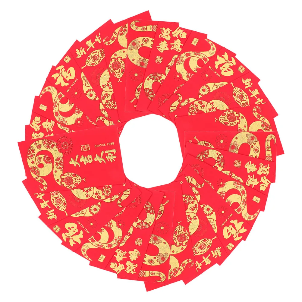 

60pcs 2025 Year Of The Snake Red Envelopes Festive Money Holders For Chinese New Year Spring Festival Wedding Birthday Cash