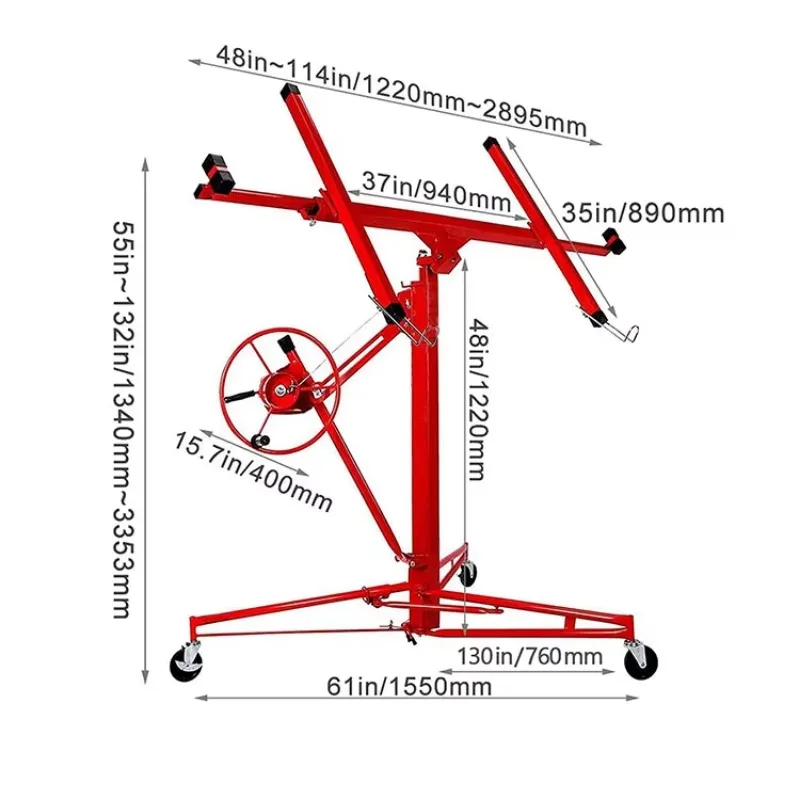 Drywall Lifter Rolling Version Drywall Plate Lift Construction Roller Lockable Tool Panel Lift Construction drywall panel hoist