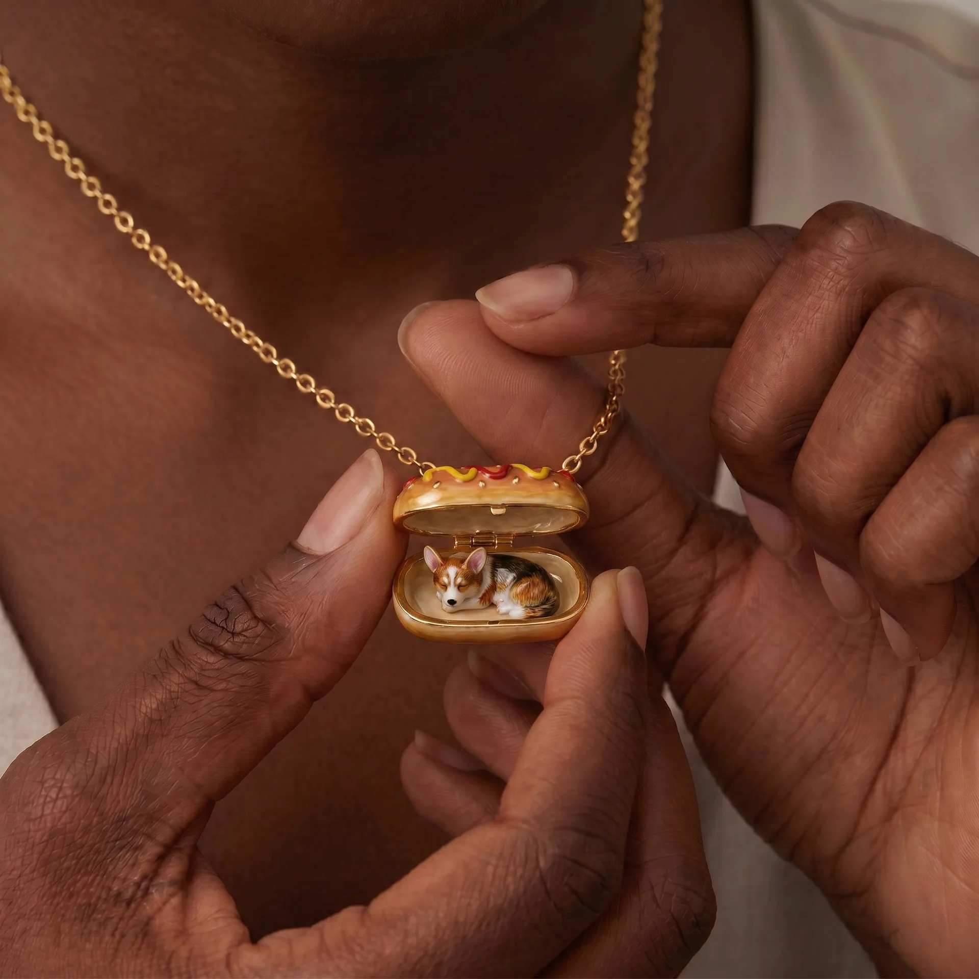 Burger Dog Food Locket Necklac - Men Accessories Locket recension och pris