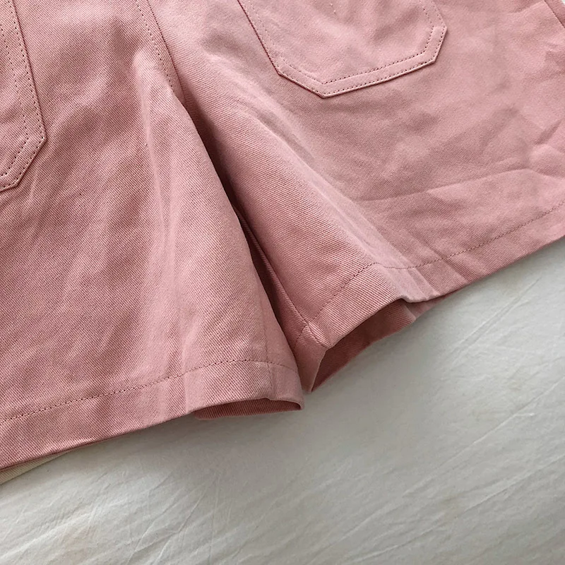 4 cores playsuits feminino sólido verão em linha reta pêssego bordado all-match estilo coreano feminino kawaii casual senhora macacão lazer