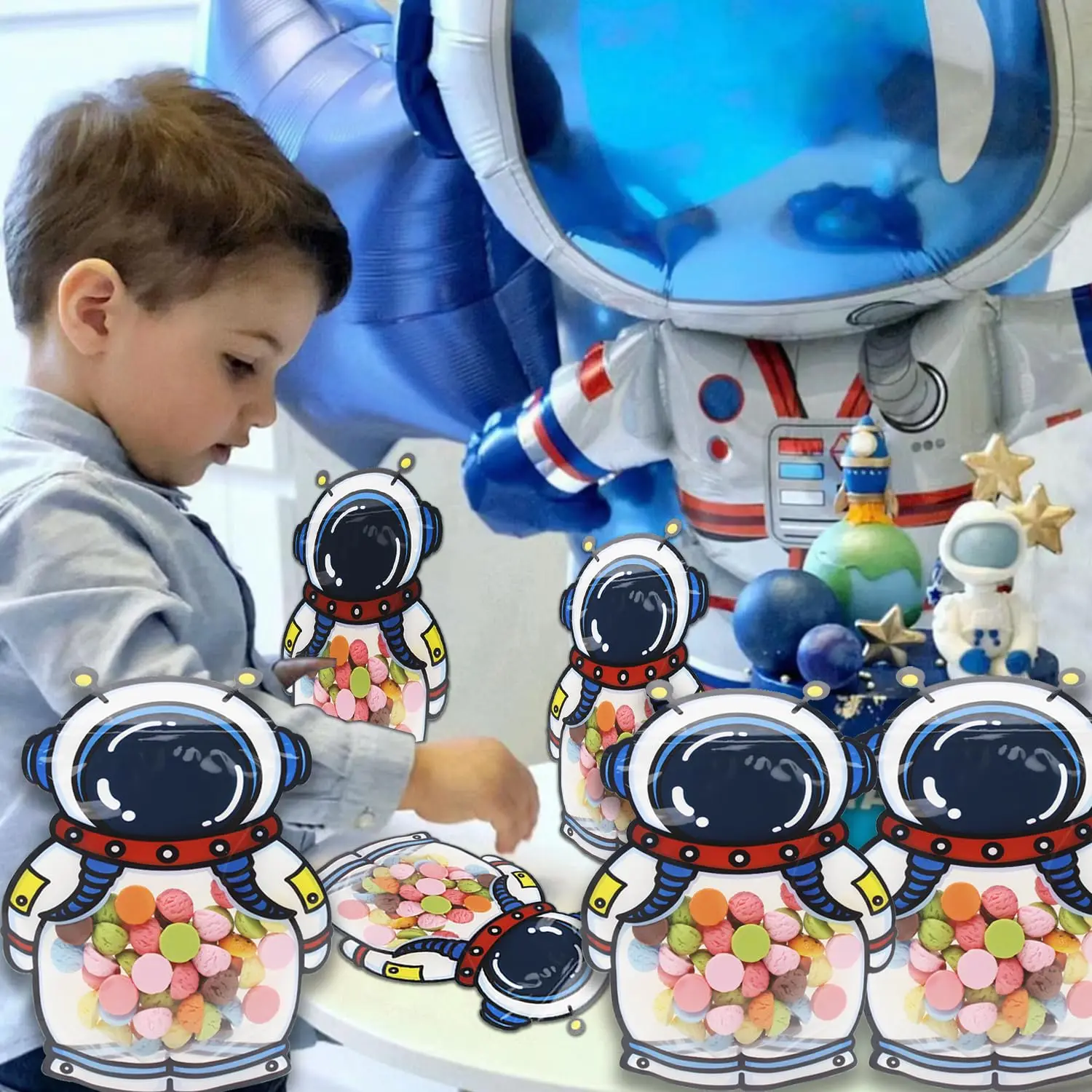 10/30pcs Astronaut Gift Bags Spaceman Snoep Handtas Voor Kinderen Jongen Baby Douche Gunsten Outer Space Thema Verjaardagsfeestje decoraties