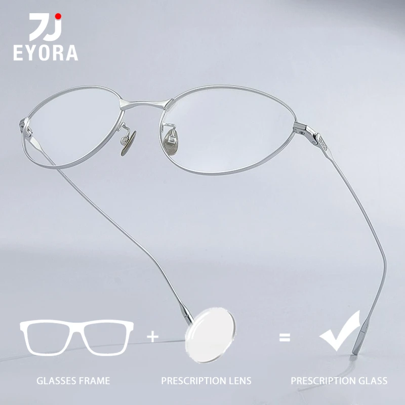 

EYORA Cat Eye Pure Titanium Anti Blue Light Reading Glasses Anti-Reflection Myopia Eyewear Photochromic Progressive Eyeglasses