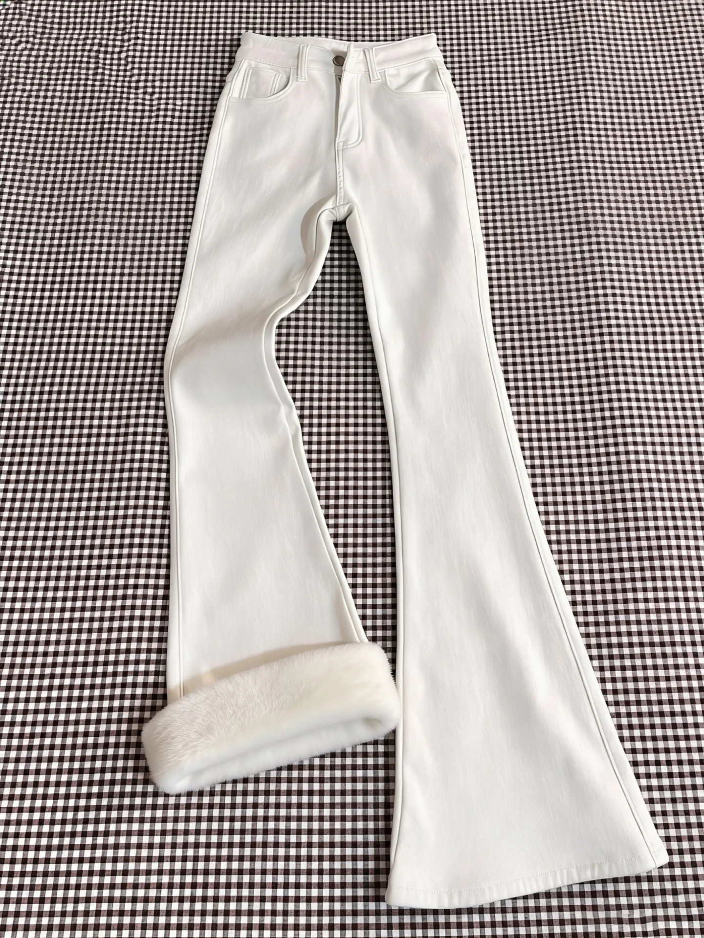 

Thickened Fleece High Waist Bell Bottom Jeans Women Winter New Style Slimming Sexy Micro Flared Denim Pants Retro Wash Cotton
