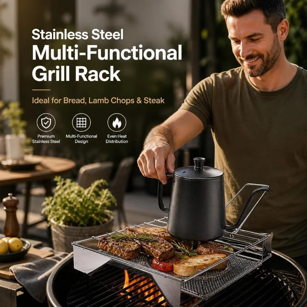 Stainless Steel Outdoor Toast Toaster Rack Foldable Rectangular Toast Bread Grill Rack Handheld Oven Grill Hiking Picnic