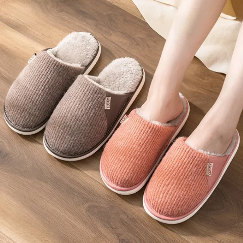 Winter Cloud Home Slippers Women Men Plush Warm Indoor Shoes Couple Cozy Soft Flat Furry Non Slip House Slides Bedroom Footwear
