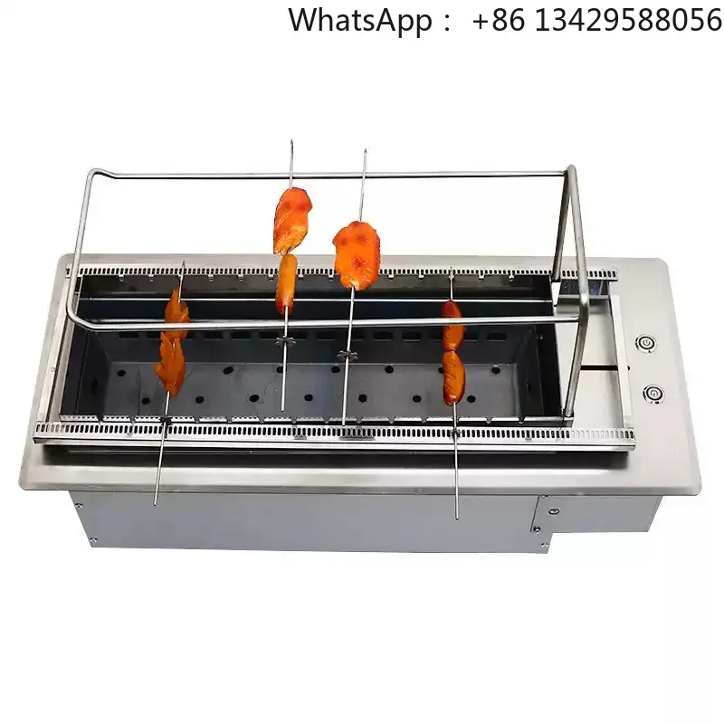 Outdoor Commercial Carbon BBQ Oven Automatic Rotating Flip Charcoal Grill Lamb  Restaurant Barbecue Processing Equipment
