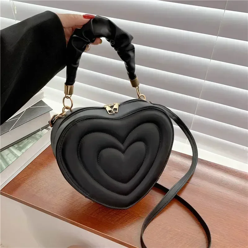 RBS1 Fashion Love Heart Shape Shoulder  Small Handbags Designer Crossbody Bags For Women Solid Pu Leather Top Handle