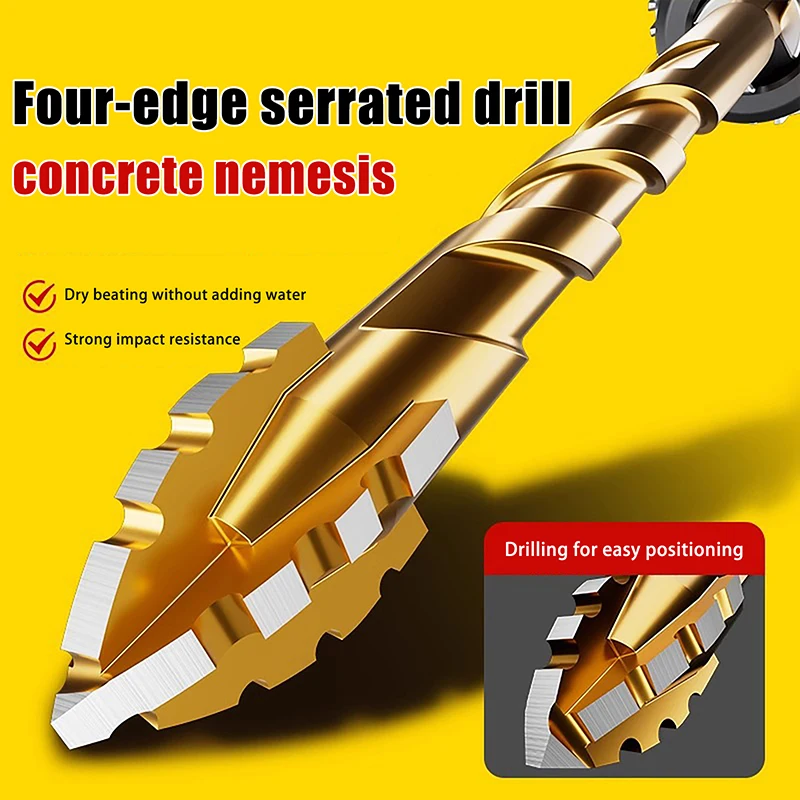 2/3/4/5PCS Upgraded Four-edged Sawtooth Drill Bit For Tile DrillingConcrete Special Electric Drill Ultra-high Hardness Drill Bit