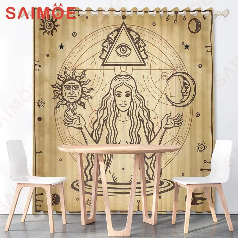 Indian Yoga Meditation Zen Shower Curtain Chakra  Waterproof Anti-slip Bath Curtain Bohemian Bathroom Bedroom Living Room Decor