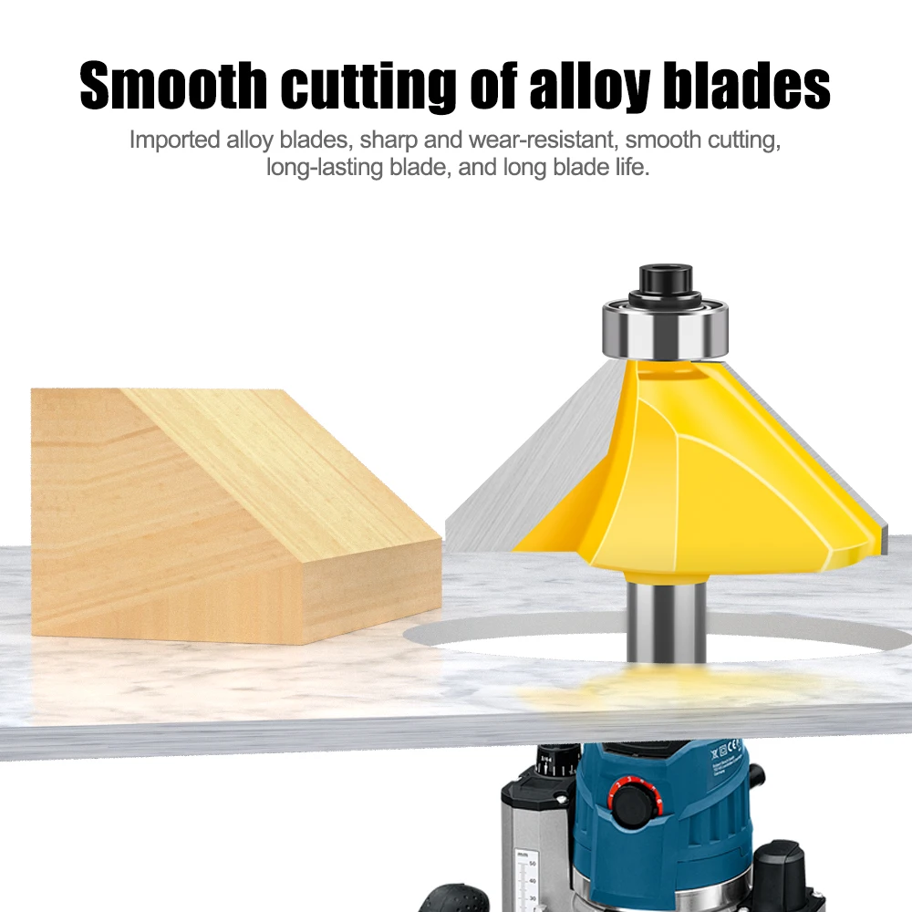 1pc 8mm Shank 45 Degree Bevel Router Bit Woodworking Milling Cutter Trimming Machine Engraving Machine Cutter Woodworking Tools
