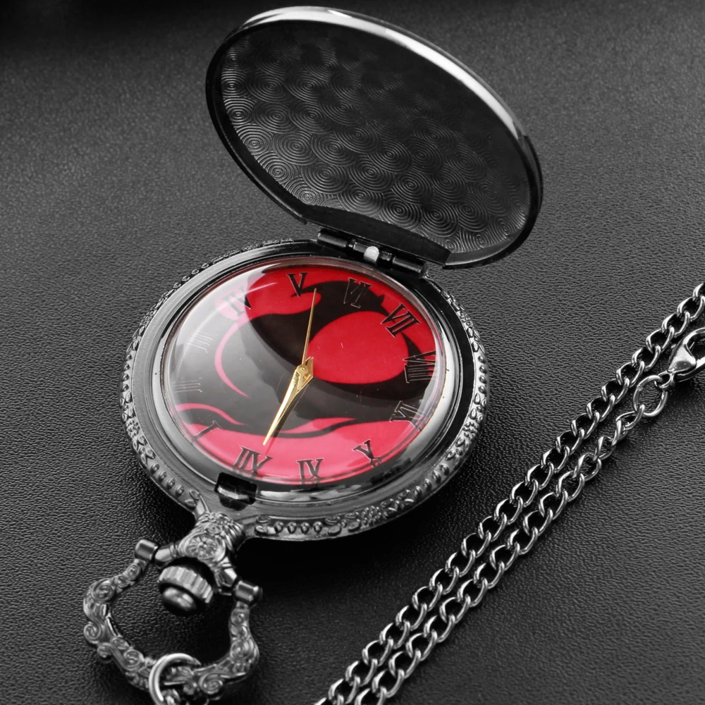 Vintage Classic Time Necklace Clock Black Beast Black Panther Totem Quartz Pocket Watch Men's and Women's Kid Birthday Gifts