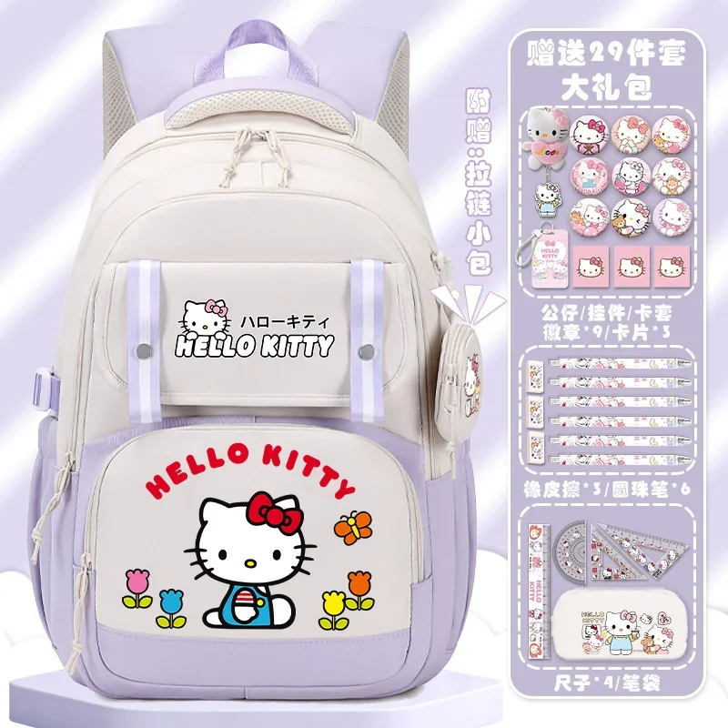 Новый милый детский школьный ранец Sanrio с героями мультфильмов Hello Kitty, вместительный легкий рюкзак с двумя плечами для студентов