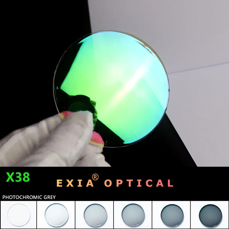 

EXIA Lens X38 Photochromic Grey Flash Mirror Green SHMC MR-8 1.61 Sunglasses Lenses UV400 Curve 3