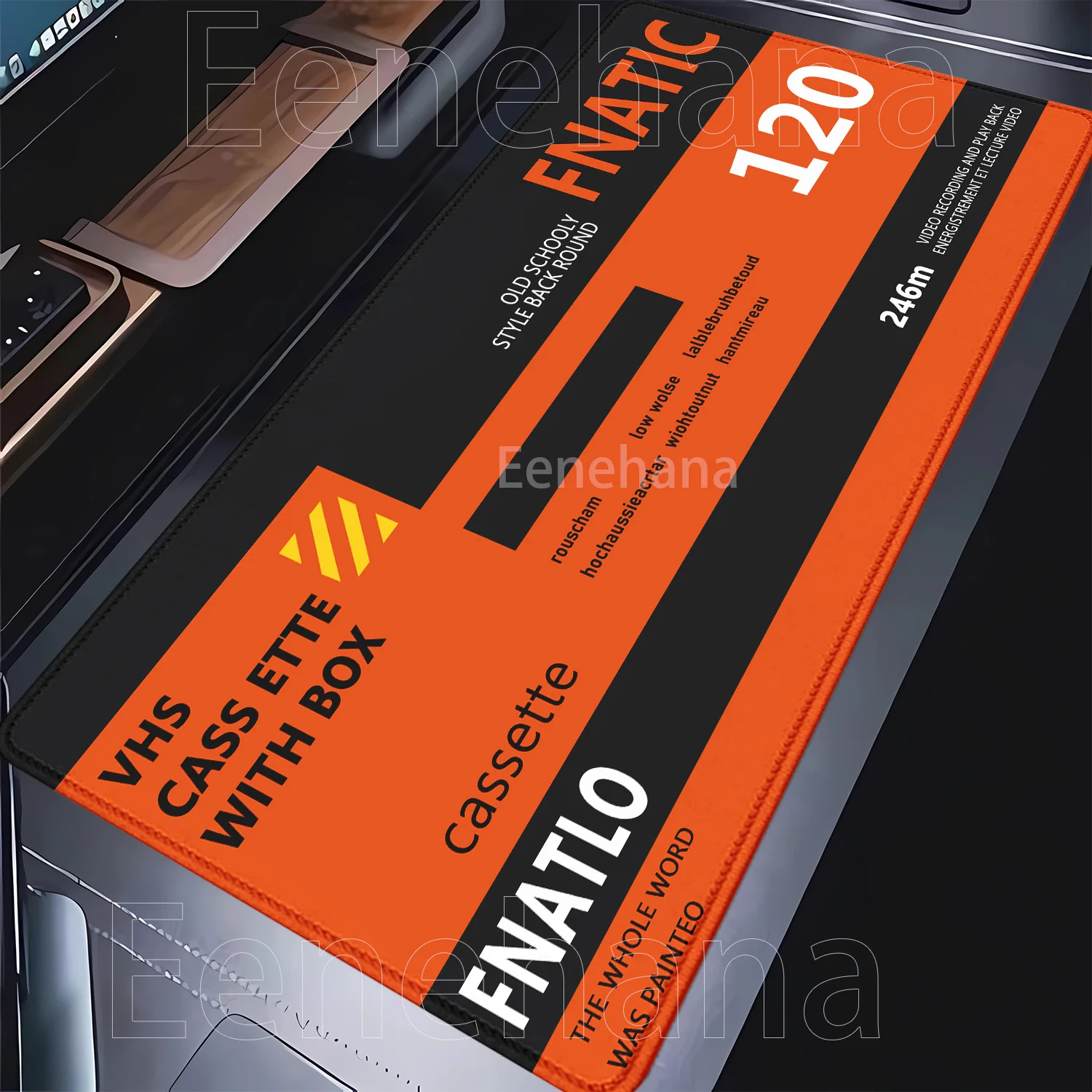 Alfombrilla de ratón VHS, alfombrilla de ratón Retro para ordenador, minimalismo XXL, borde de punto, teclado para oficinas, Gaming, impresión HD, overlock, alfombrilla de escritorio de 400x900mm