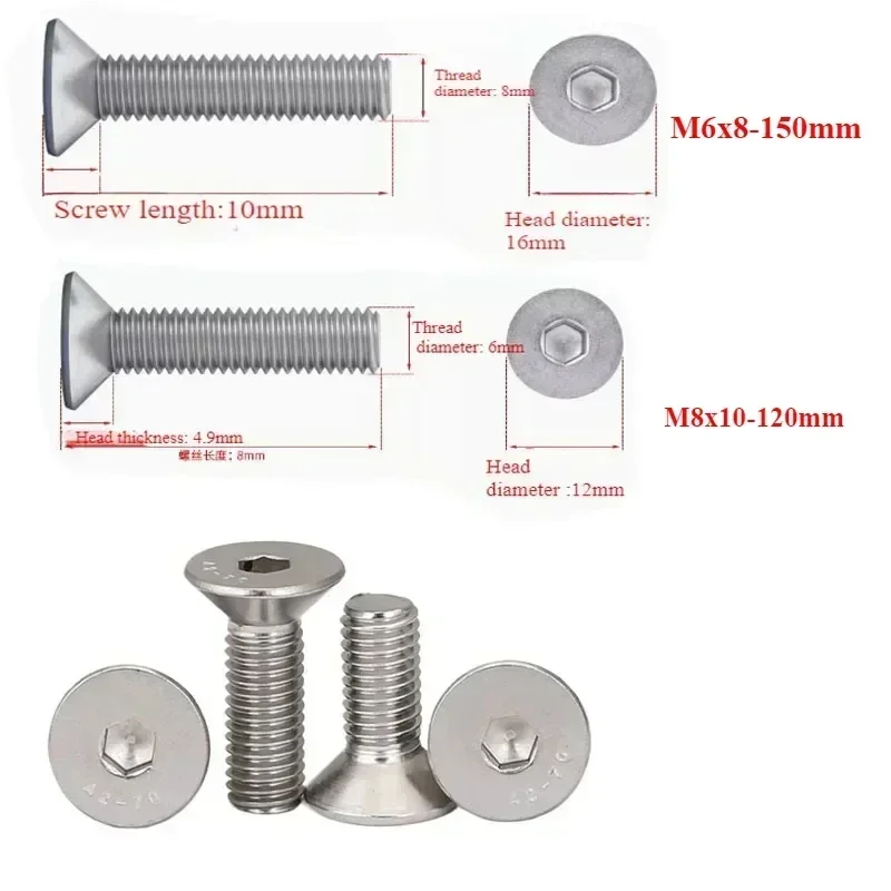 M6 M8 Hex Head Screws 8mm-150mm 304 Stainless Steel Fastener Bolts M8x10 M8x12 M8x14 M8x16 M8x18 M6x8  M6x20 M6x22 M6x25 M6x28