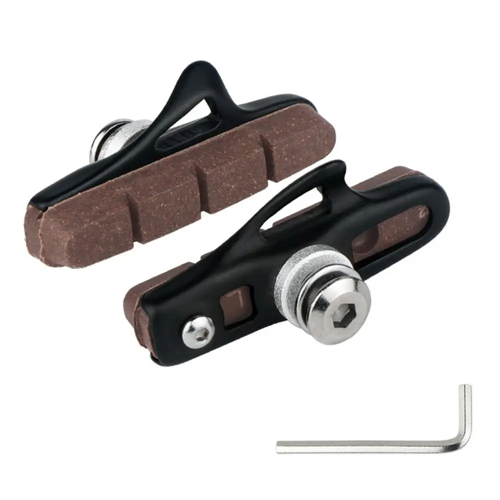 Pair of 55mm Bike C Brake Pads for Carbon Fiber Road Bike Rims Made from Aluminium Alloy and Rubber Featuring Sand Guide Slots