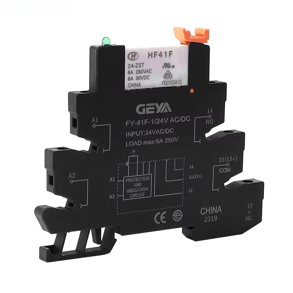 5PCS FY-41F-1 AC/DC12V Single Channel Relay Module 12V or 24V AC DC Relay Board Slim Dinrail Relay
