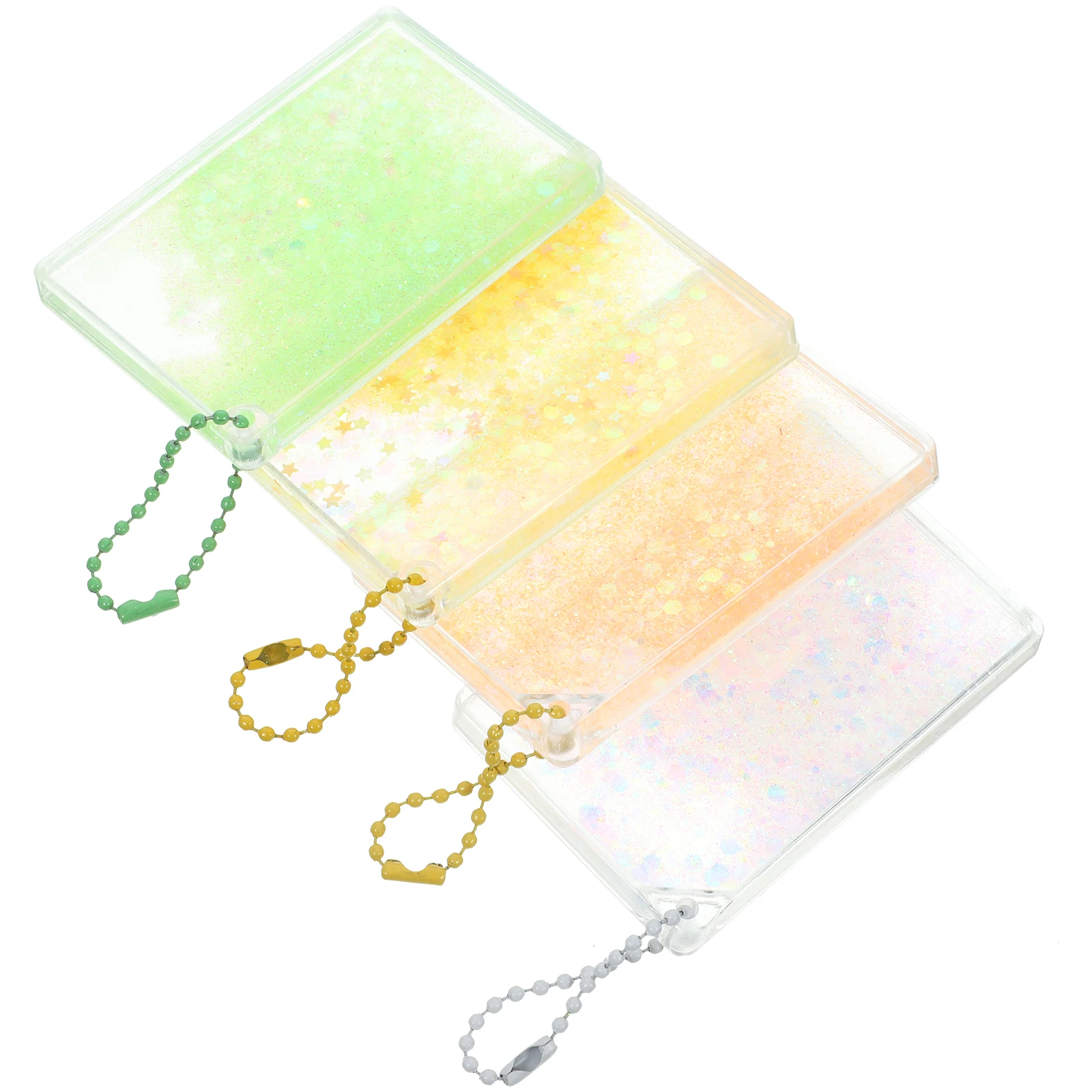 ที่ใส่การ์ดแบบทรายไหล 4 ชิ้น ที่ใส่โฟโต้การ์ดแบบมีกลิตเตอร์ ปกป้องการ์ดขนาดเล็ก ซองใส่การ์ดพกพา สำหรับบัตรประจำตัว บัตรเครดิต บัตรนักเรียน