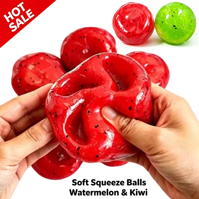 Jouet anti-stress Kiwi & Pastèque, boule souple en forme de fruit, jouet de décompression pour adultes, jouet de bureau pour soulager l'anxiété