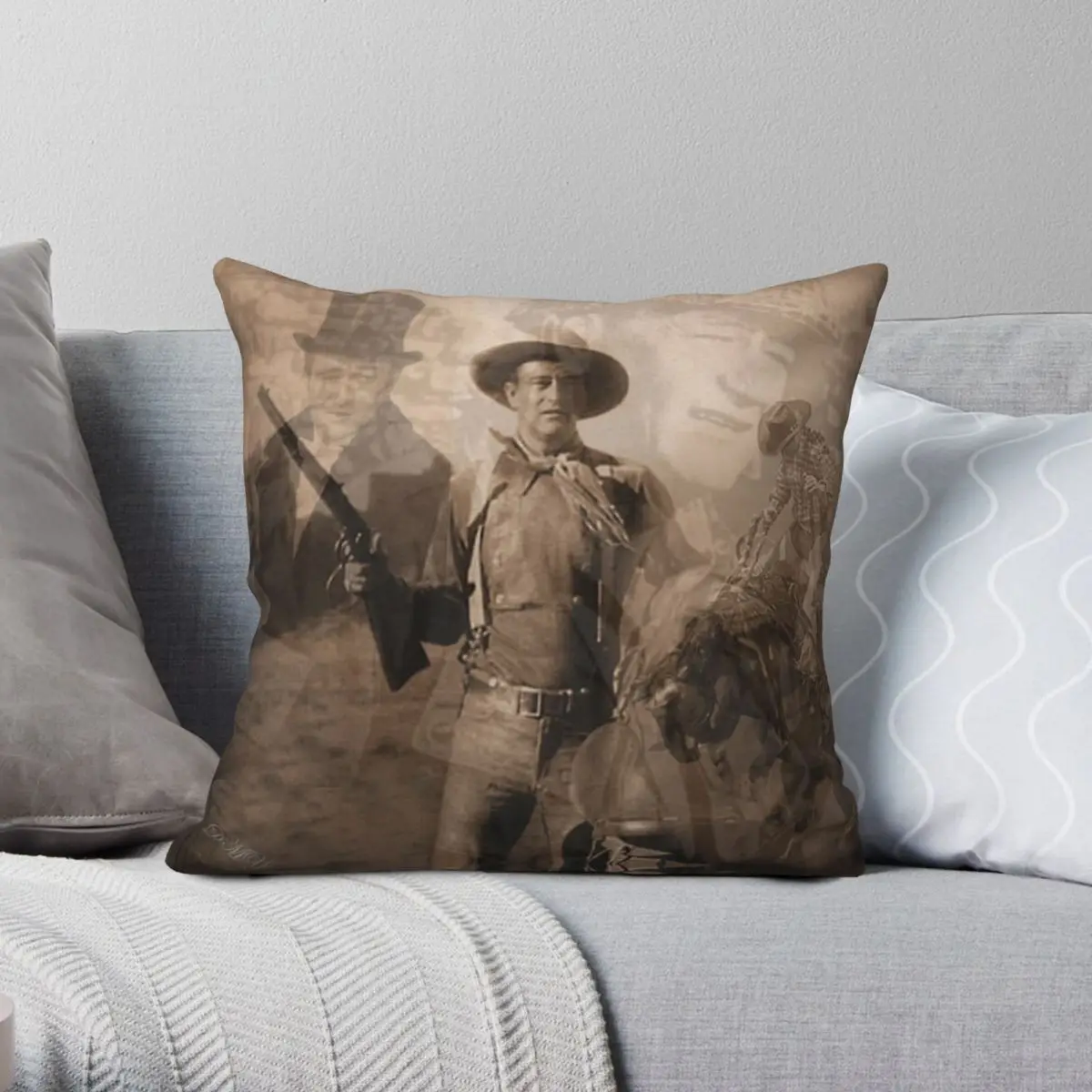 John Wayne Square Pillowcase Polyester Linen Velvet Creative Zip Decorative Throw Pillow Case Home Cushion Cover 18