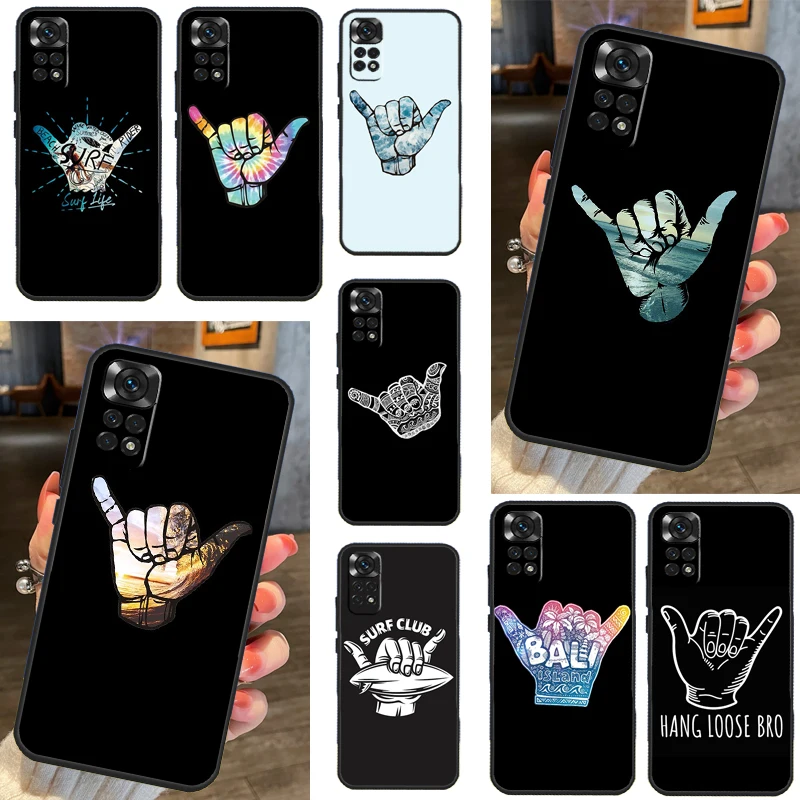 Surfer Surf Hang Loose Shaka Phone Case For Xiaomi Redmi Note 12 11 10 8 9 Pro Note 9S 10S 11S Redmi 9C 12C 9T 10C Cover